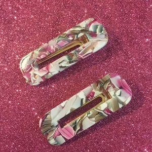 Pink green and white marble  hair accessories